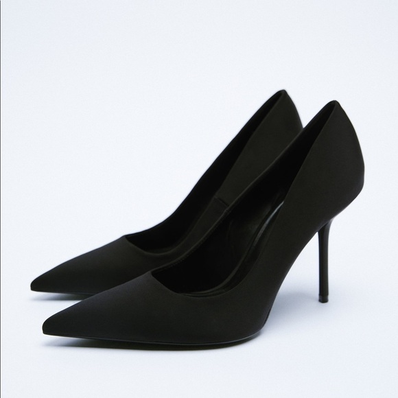 NWT. Zara Black Suede Leather High-Heels Shoes. Size 9. - Picture 2 of 8